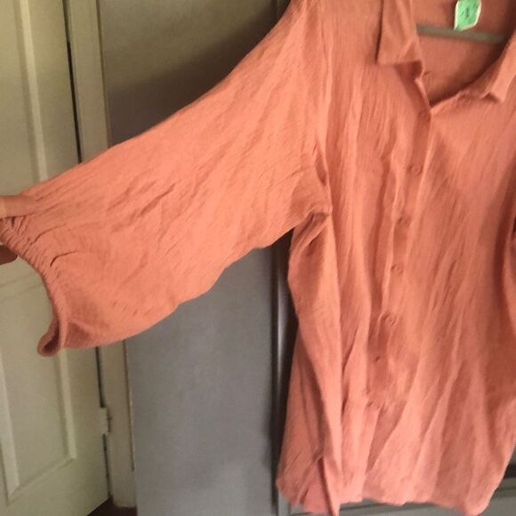 A Love Story blush salmon color Button down cotton blouse glass size 2X - Picture 3 of 4